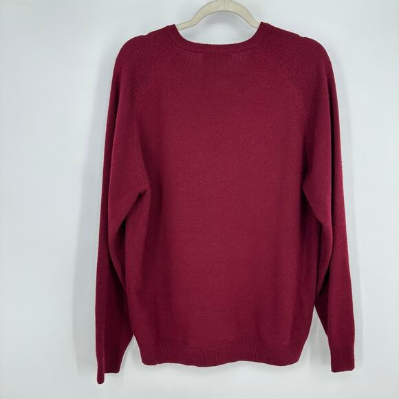 Vintage Eddie Bauer Mens M Wool Sweater V-neck Red Made in Australia Preppy - Picture 2 of 7